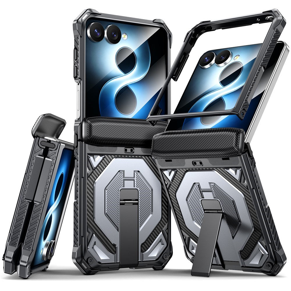 Samsung Galaxy Z Flip8 / Flip7 EIDERWOOD Håndverker Deksel med Indbygget Kickstand - MagSafe Kompatibel - Svart / Grå