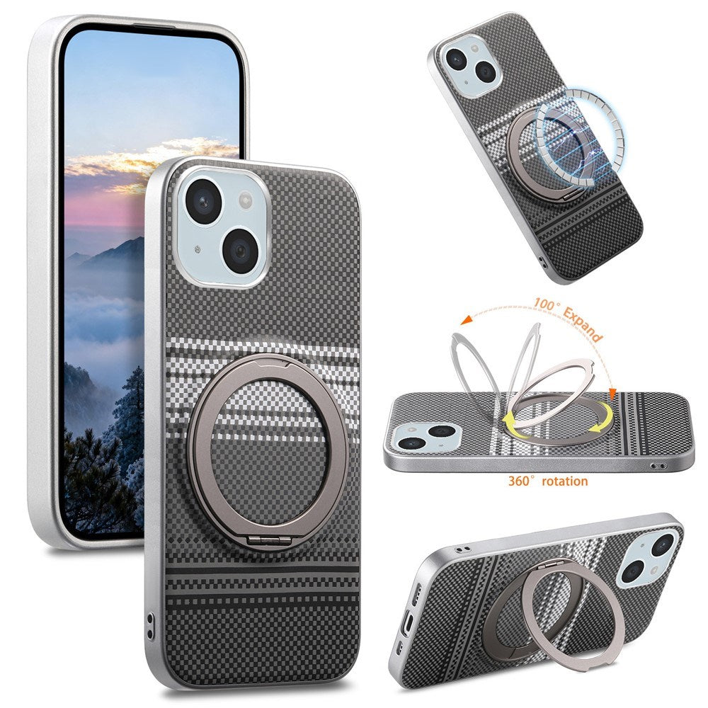 iPhone 14 / 13 EIDERWOOD Hybrid Plast Gradient Deksel m. Roterende Kickstand - MagSafe Kompatibel - Svart
