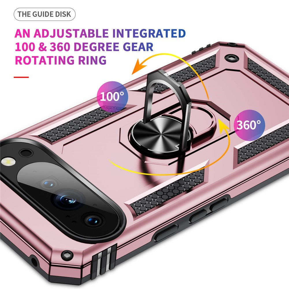 Google Pixel 11 / 11 Pro EIDERWOOD Håndverkerdeksel med 360 Graders Roterbar Støtte - Rose Gold