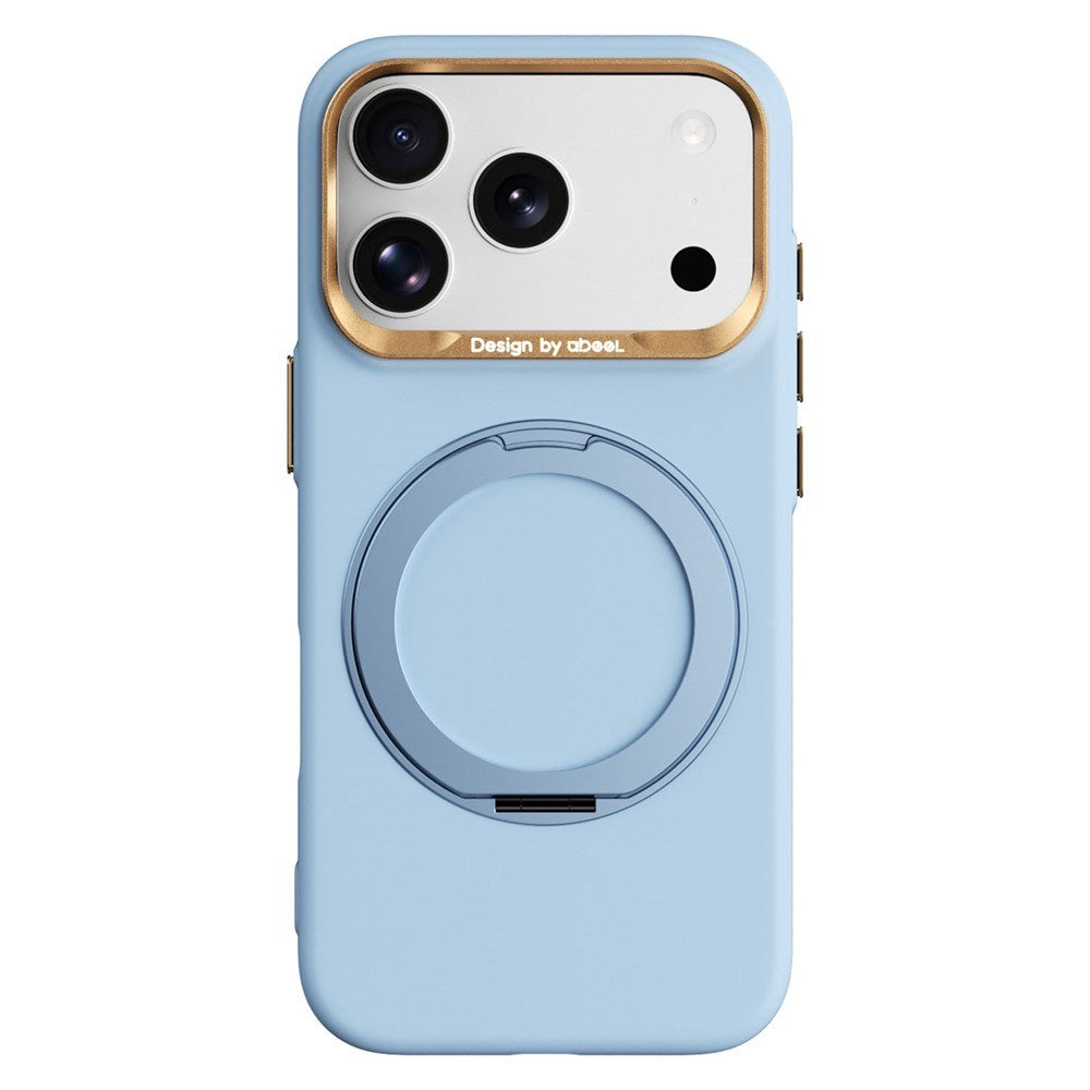 iPhone 17 Pro / 18 Pro ABEEL Hardt Soft-Touch Plast Deksel m. Kickstand - MagSafe Kompatibel - Lyseblå