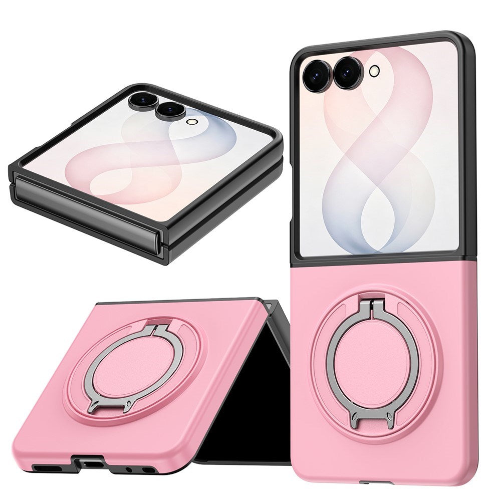 Samsung Galaxy Z Flip8 EIDERWOOD Hybrid Deksel med 360° Roterbart Stativ - Rosa