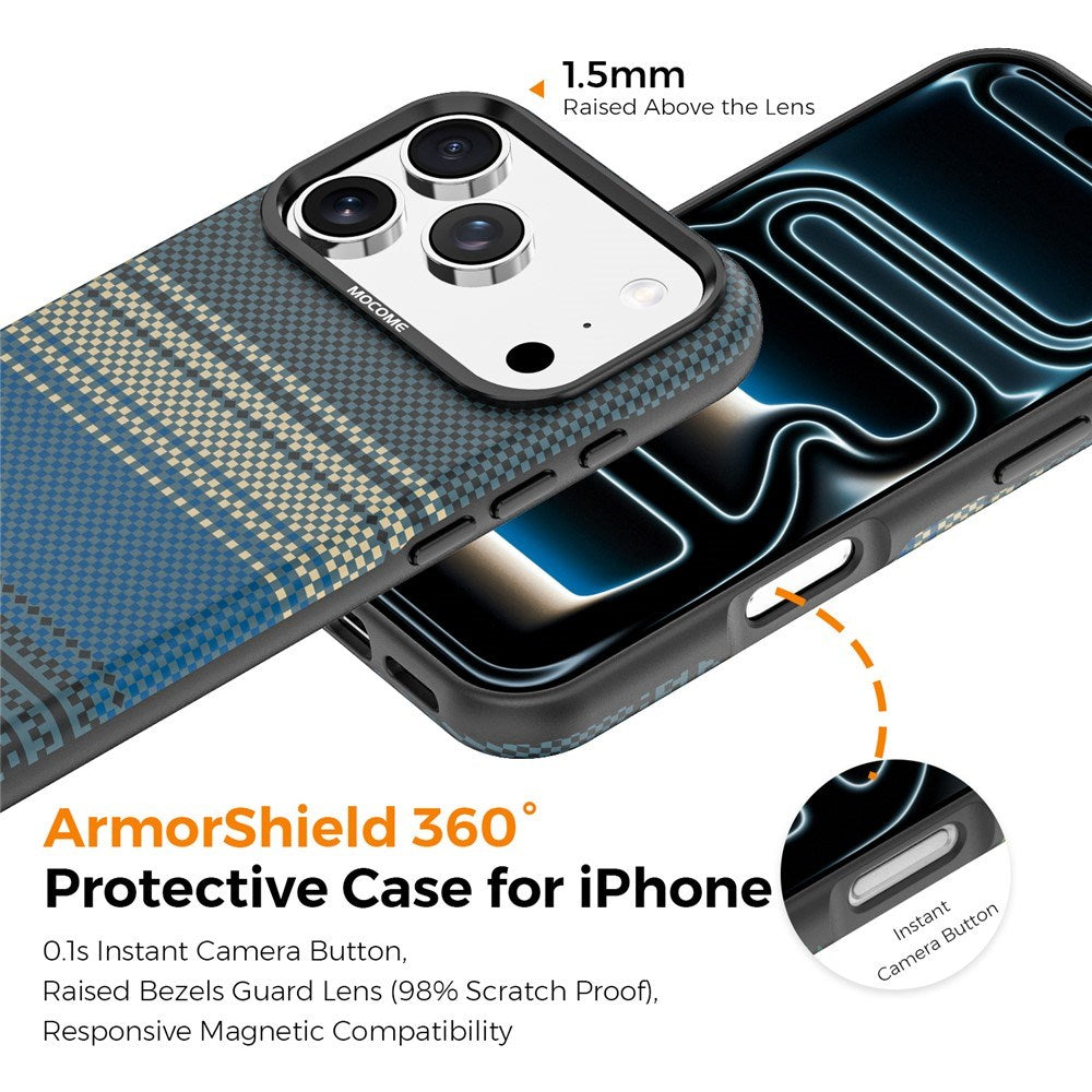 iPhone 18 Pro EIDERWOOD Deksel med Mønstret Kunstskinn Bakside – MagSafe Kompatibel - Blå