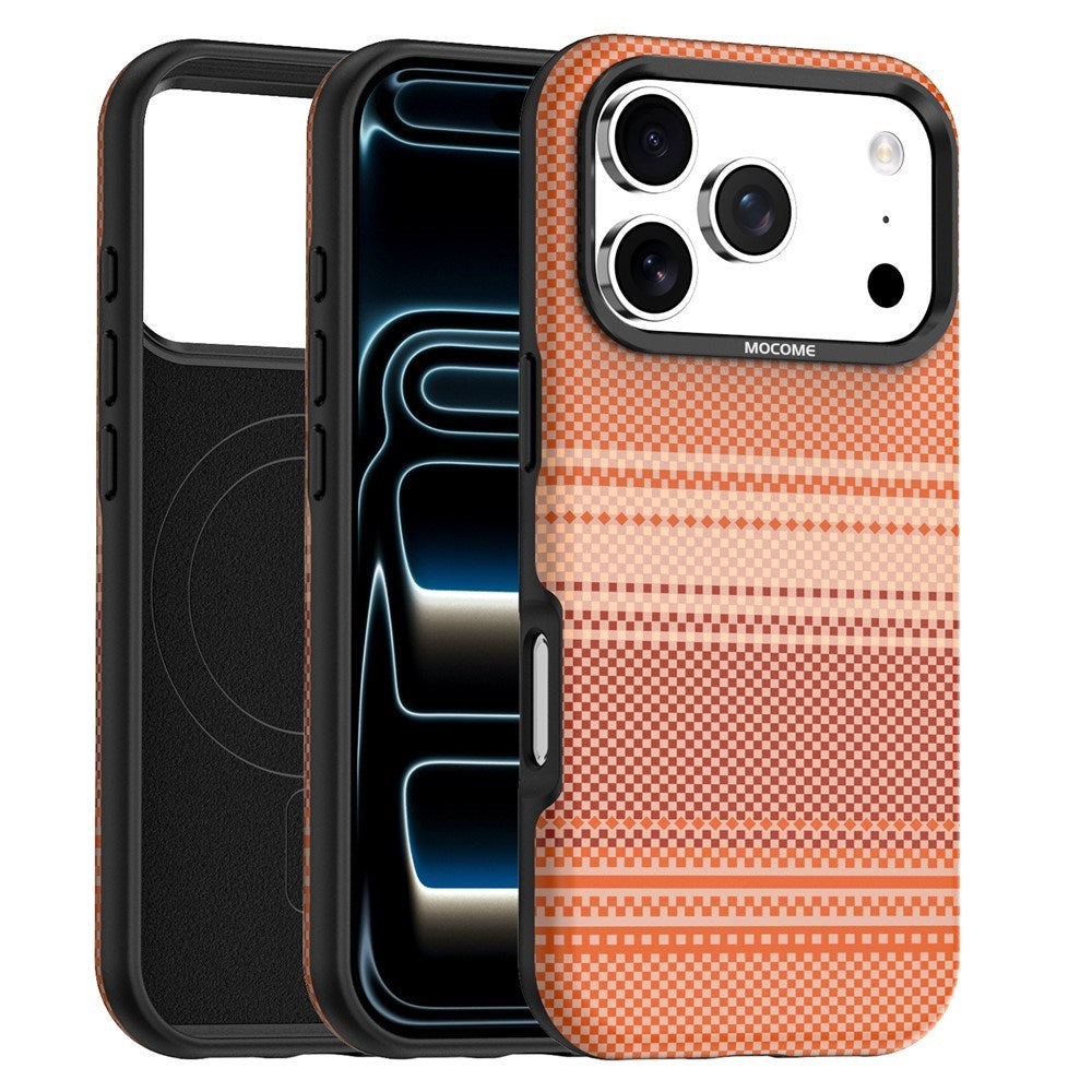 iPhone 18 Pro EIDERWOOD Deksel med Mønstret Kunstskinn Bakside – MagSafe Kompatibel - Oransje