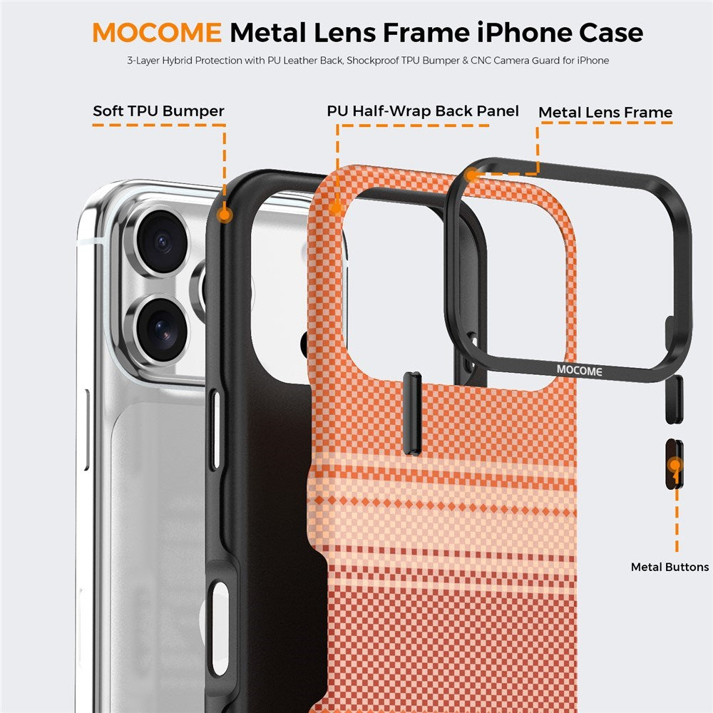 iPhone 18 Pro EIDERWOOD Deksel med Mønstret Kunstskinn Bakside – MagSafe Kompatibel - Oransje