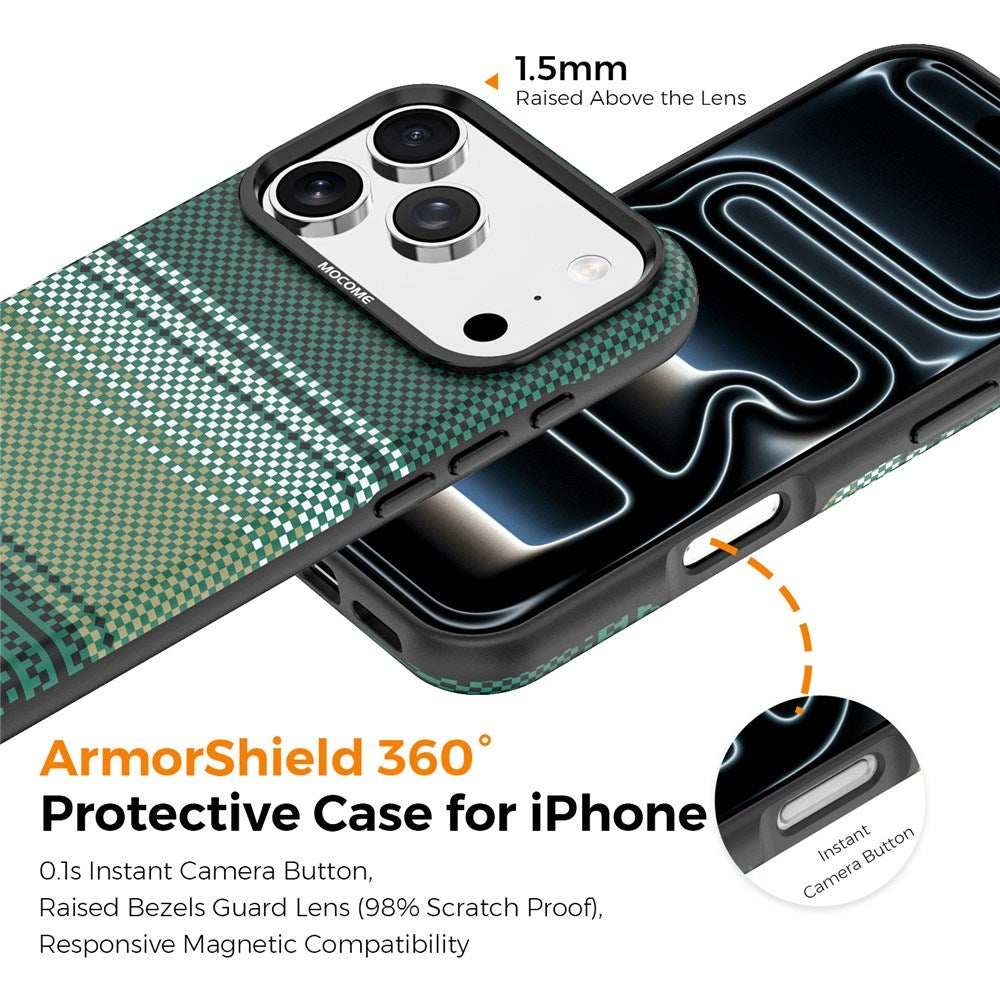 iPhone 18 Pro Max EIDERWOOD Deksel med Mønstret Kunstskinn Bakside – MagSafe Kompatibel - Grønn