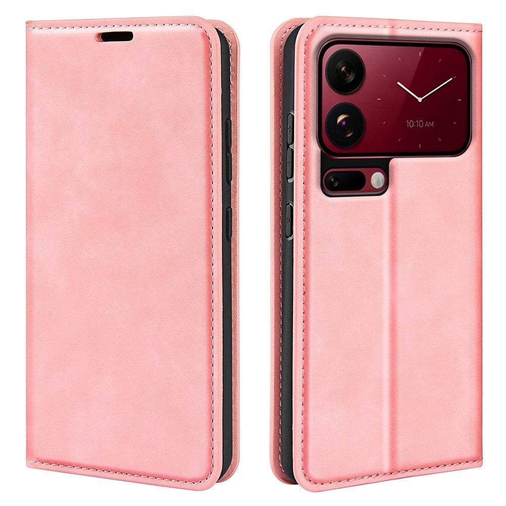 Xiaomi 18 Pro Max EIDERWOOD Flip Deksel i Kunstskinn med Lommebok og Stativfunksjon - Rosa