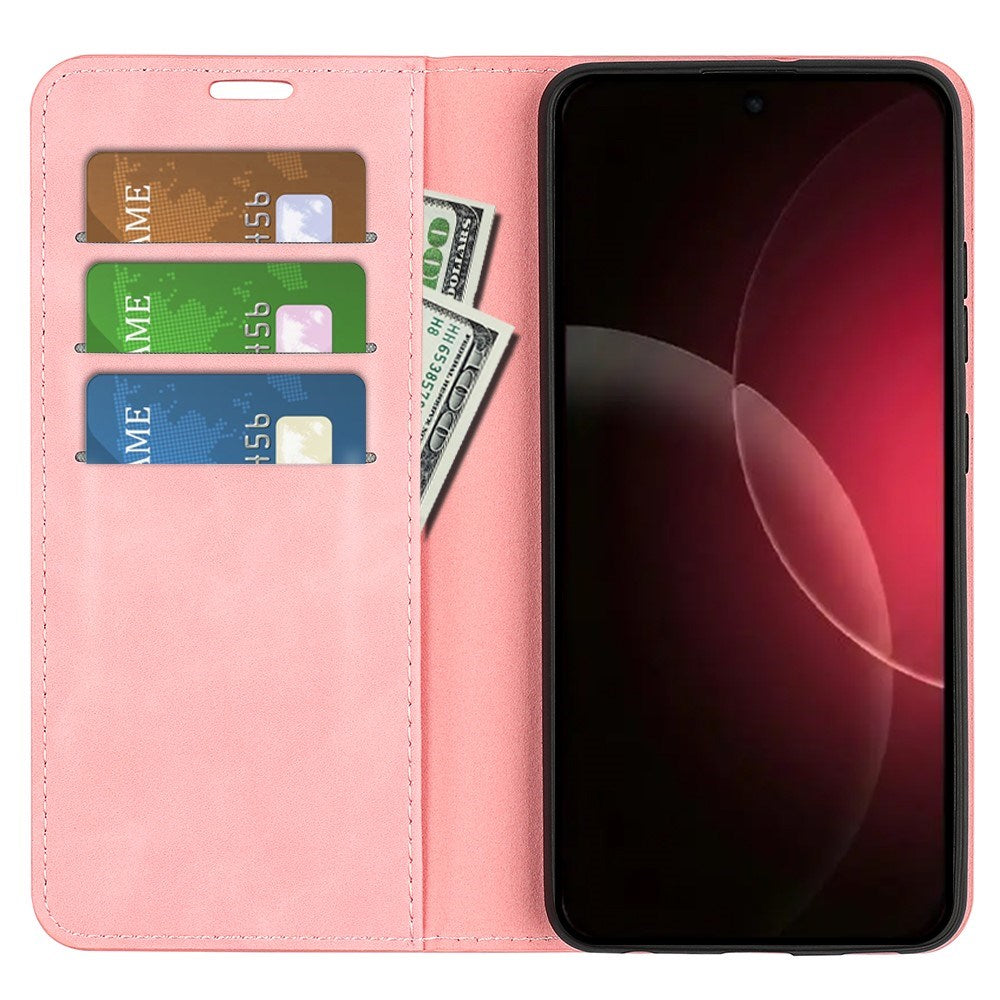 Xiaomi 18 Pro Max EIDERWOOD Flip Deksel i Kunstskinn med Lommebok og Stativfunksjon - Rosa