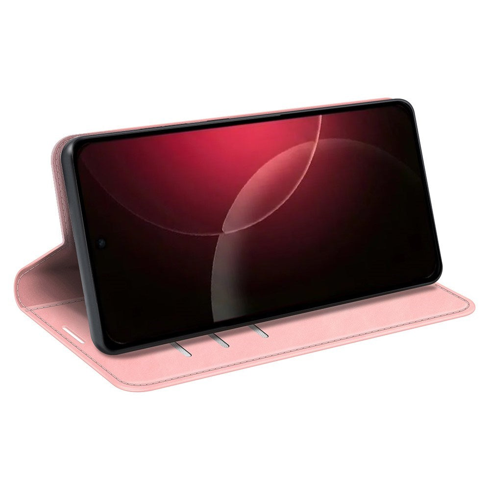 Xiaomi 18 Pro Max EIDERWOOD Flip Deksel i Kunstskinn med Lommebok og Stativfunksjon - Rosa