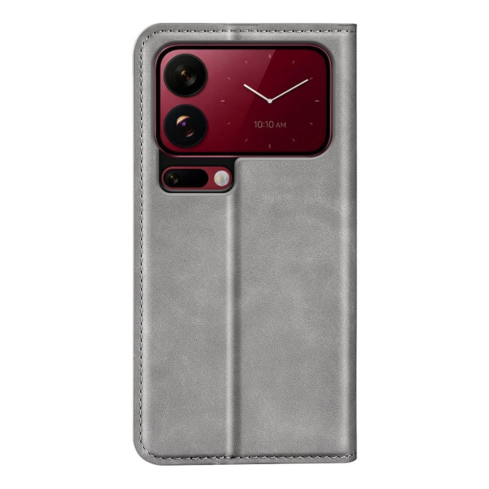 Xiaomi 18 Pro Max EIDERWOOD Flip Deksel i Kunstskinn med Lommebok og Stativfunksjon - Grå