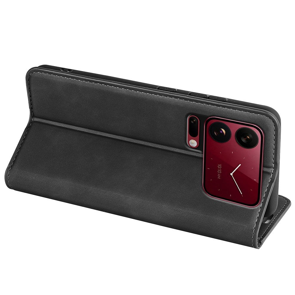 Xiaomi 18 Pro EIDERWOOD Flip Deksel i Kunstskinn med Lommebok og Stativfunksjon - Svart