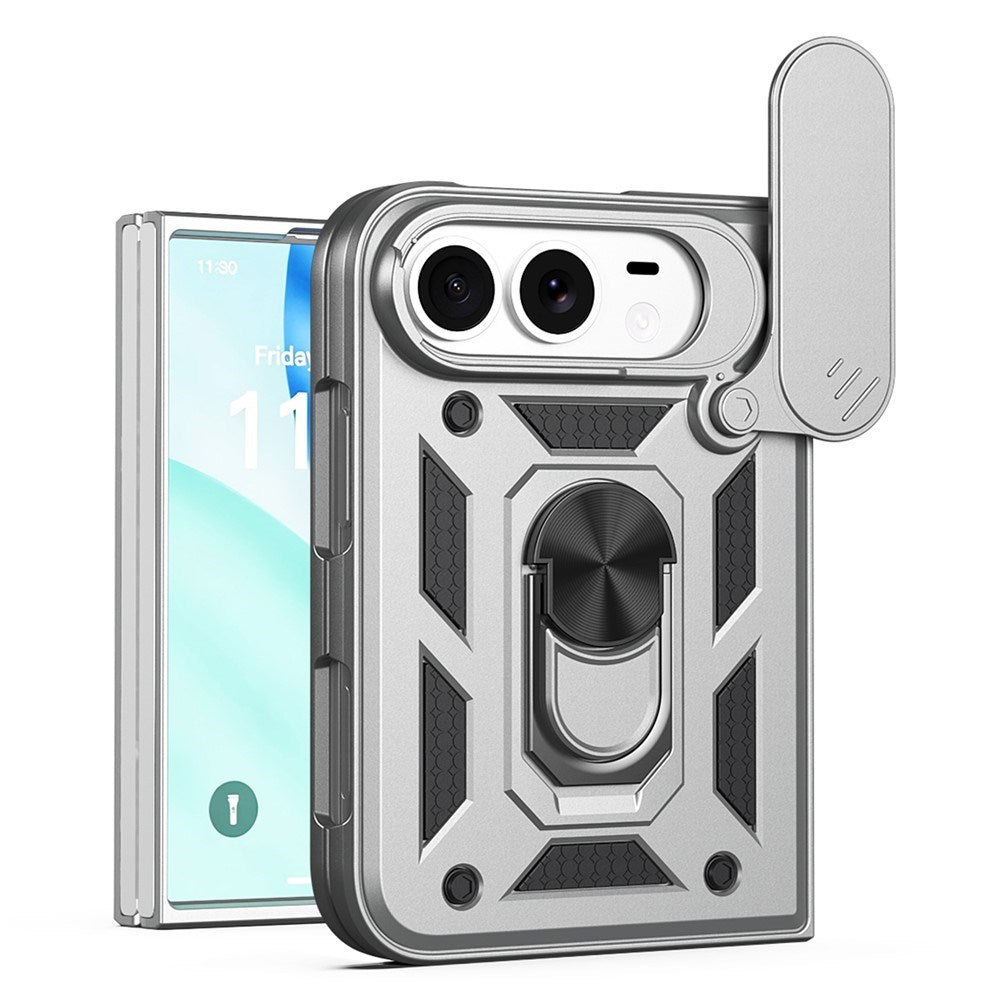 iPhone Fold EIDERWOOD Hybrid Håndverker Deksel m. Kickstand & Cam Slider - Sølv