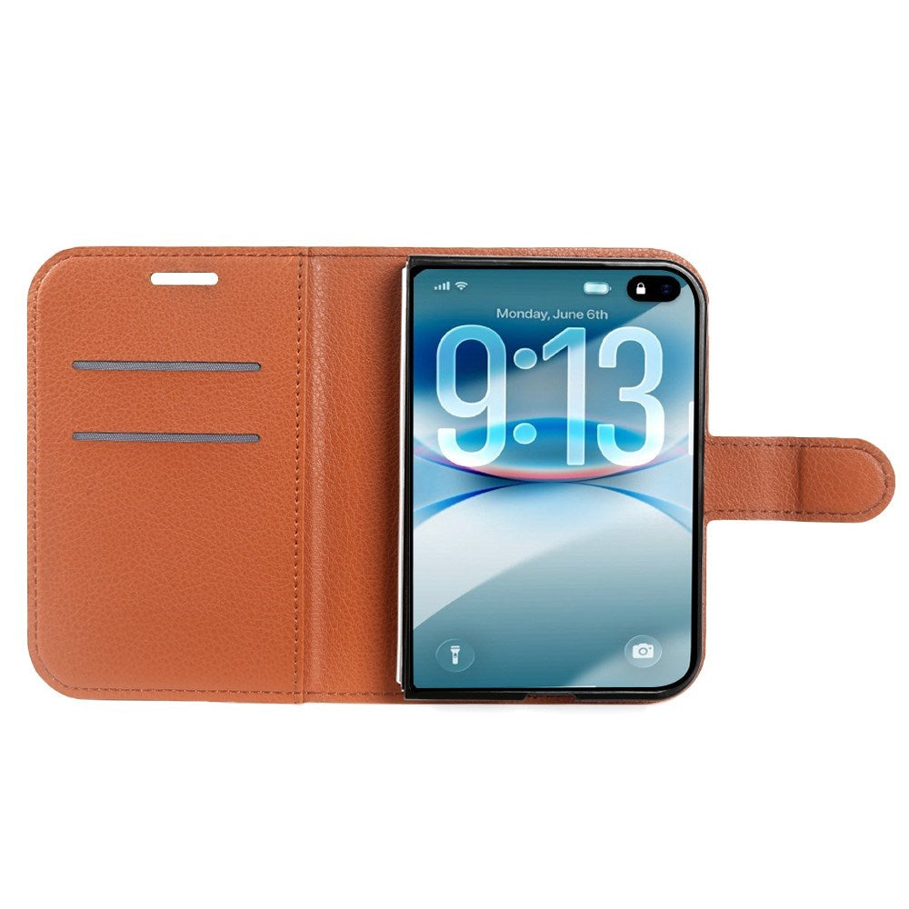 iPhone Fold EIDERWOOD Kunstskinn Flip Deksel m. Kortholder & Ståfunksjon - Brun