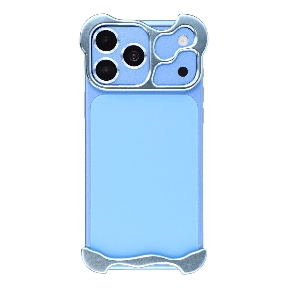 iPhone 18 Pro Max Todelt Metall Bumper Deksel - Blå
