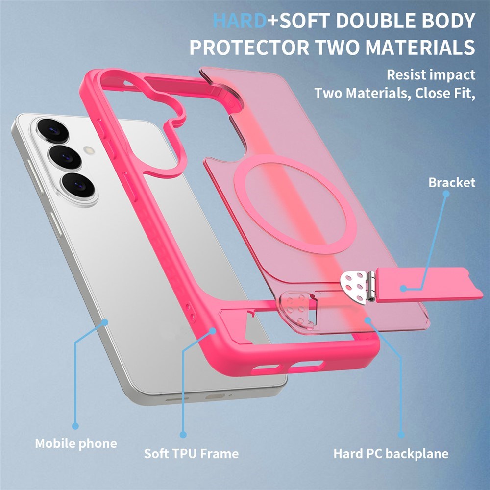 Samsung Galaxy S26 FE / S25 FE EIDERWOOD Hybrid Deksel m. Kickstand - MagSafe Kompatibel - Pink