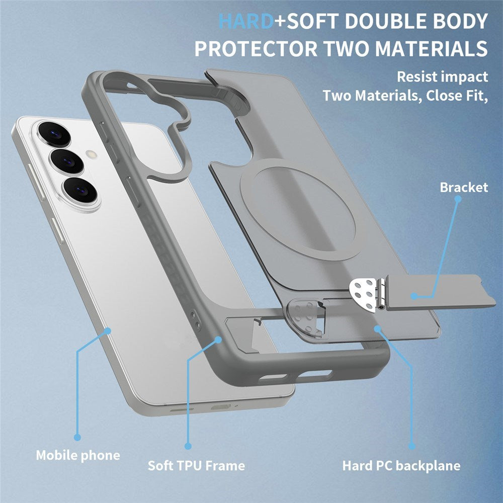 Samsung Galaxy S26 FE / S25 FE EIDERWOOD Hybrid Deksel m. Kickstand - MagSafe Kompatibel - Grå