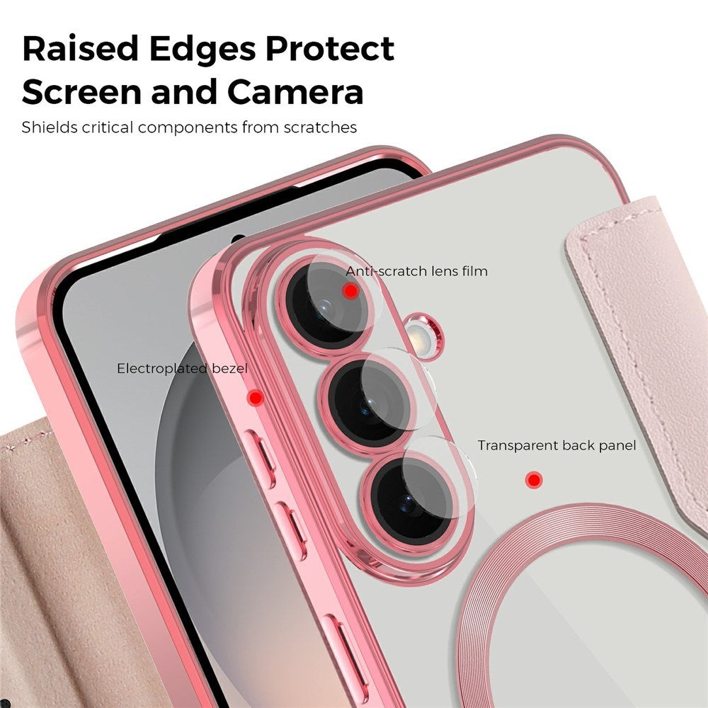 Samsung Galaxy S26 FE EIDERWOOD Flip Deksel med RFID-blokkering og Kameralinsbeskyttelse - Rosa / Gjennomsiktig