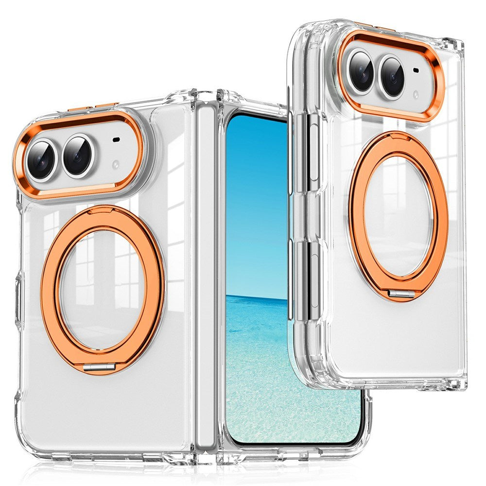 iPhone Duo EIDERWOOD Hybrid Deksel med Kickstand - MagSafe Kompatibel - Gjennomsiktig / Oransje