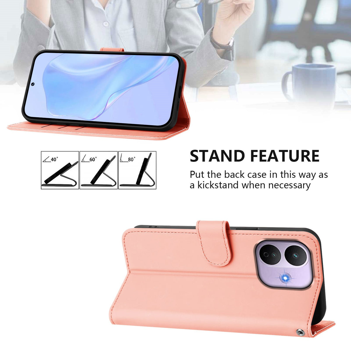 Xiaomi Redmi Note 17 Pro (5G) EIDERWOOD Kunstskinn Flip Deksel m. Stropp - Rosa