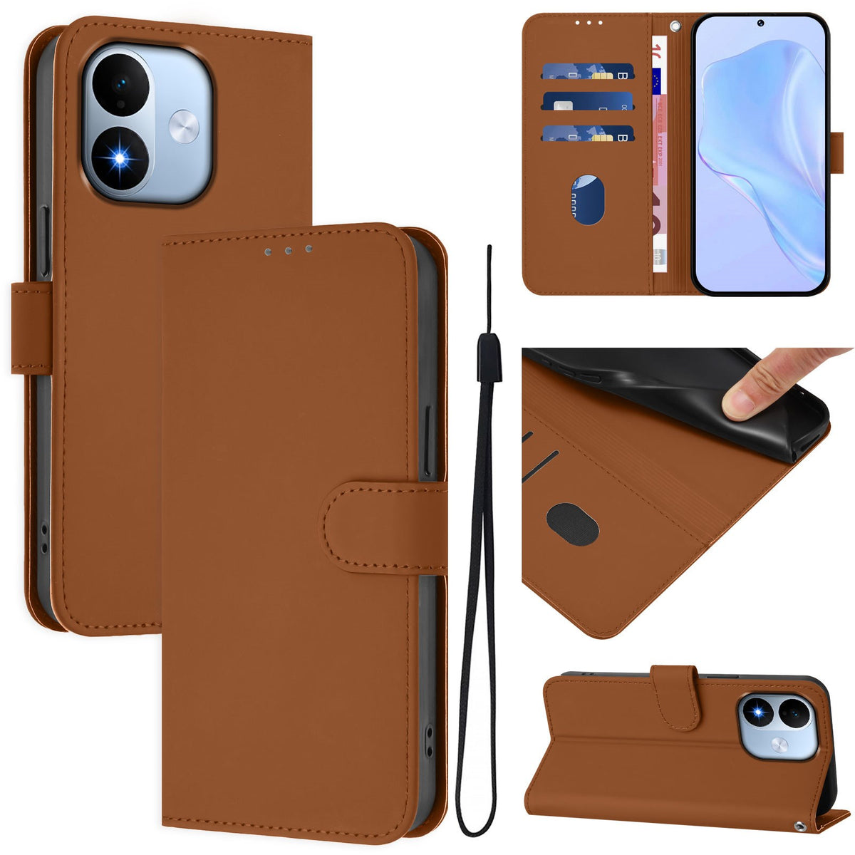 Xiaomi Redmi Note 17 (5G) EIDERWOOD Kunstskinn Flip Deksel m. Stropp - Brun