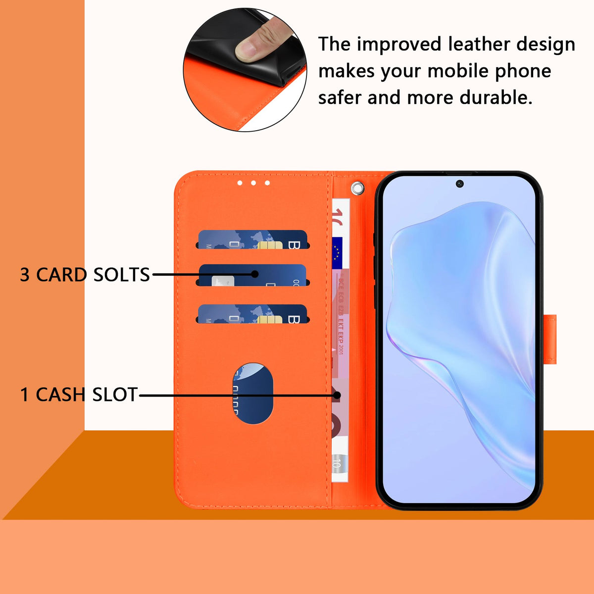 Xiaomi Redmi 17C (5G) EIDERWOOD Flip Deksel i Kunstskinn med Stropp - Oransje