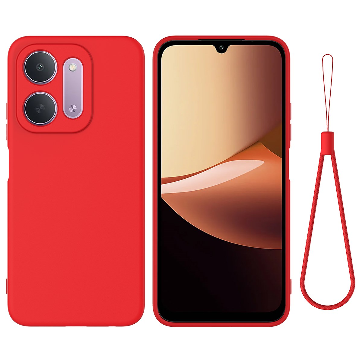 Xiaomi Redmi 17C (5G) EIDERWOOD Silikon Deksel med Stropp - Rød