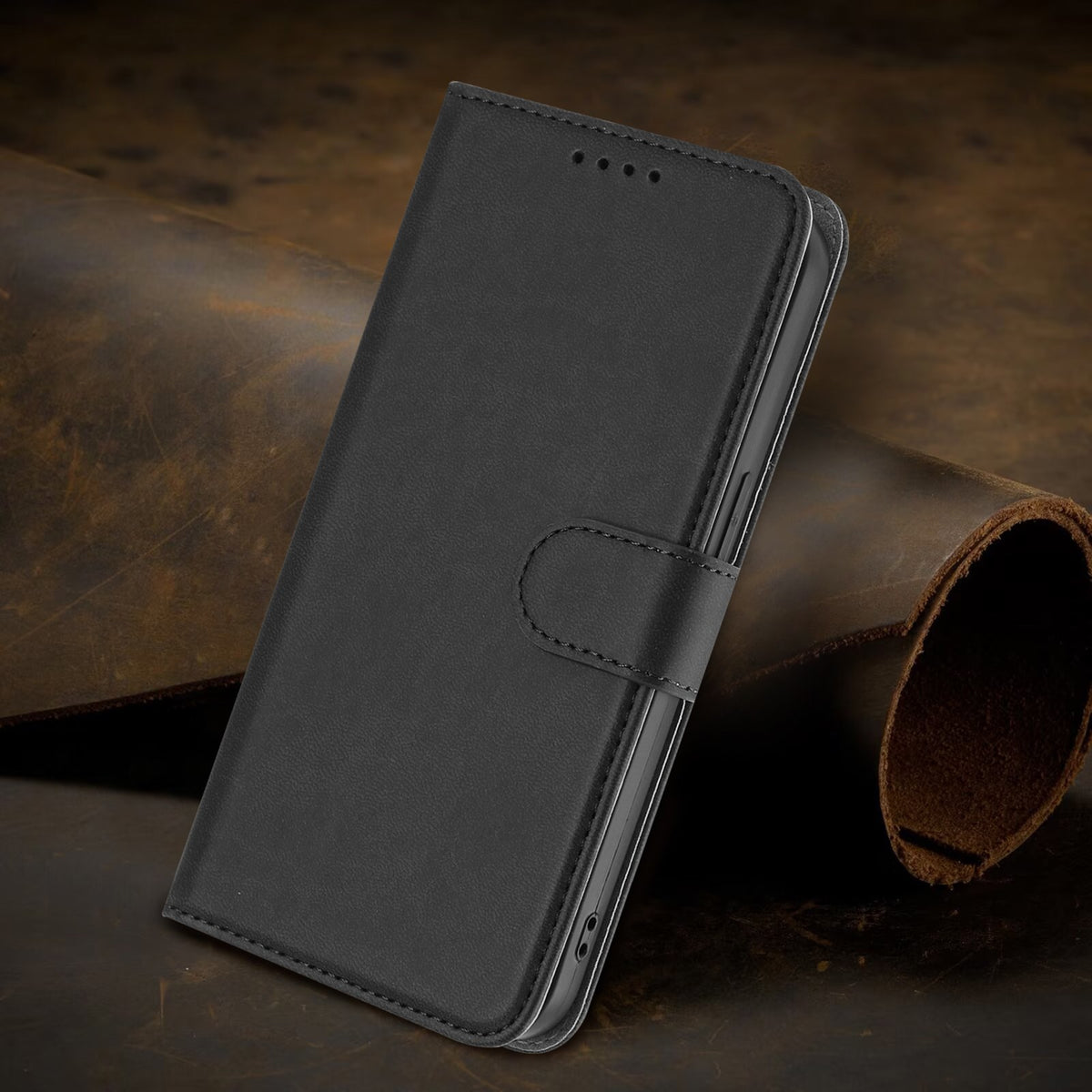 Xiaomi Redmi 17 (5G) / (4G) EIDERWOOD Flip Deksel i Kunstskinn med Stativfunksjon og Kortholder - Svart