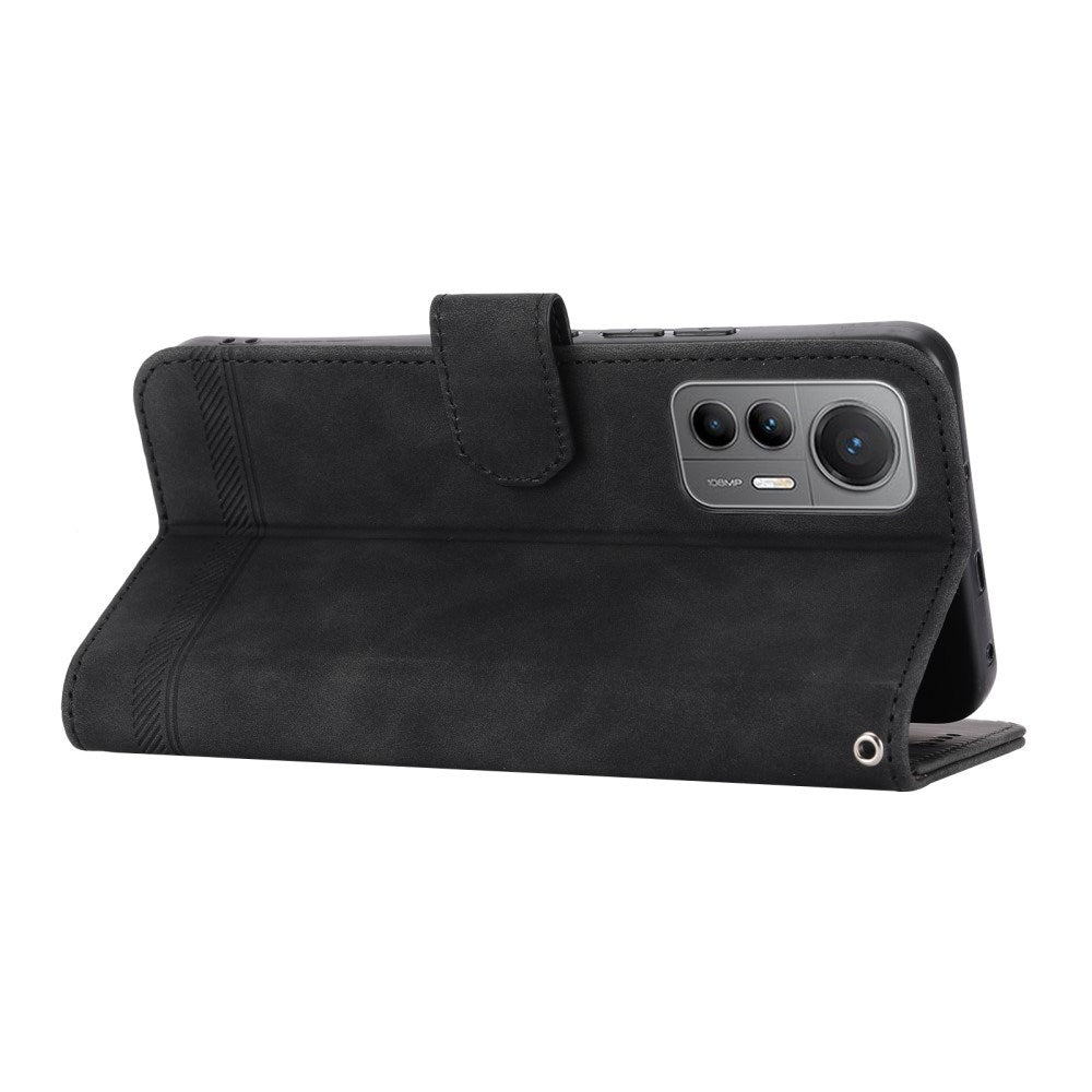 EIDERWOOD Xiaomi 12 Pro Kunstskinn Deksel med Lommebok og Stropp - Svart