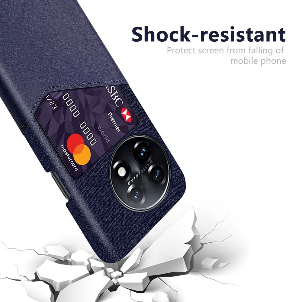 OnePlus 11 Kunstskinn Bakdeksel Med Kortlommer - Blå