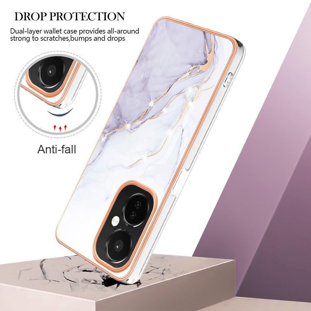 OnePlus Nord CE 3 Lite (5G) Hybrid Plast Deksel - Hvit / Lilla Marmor