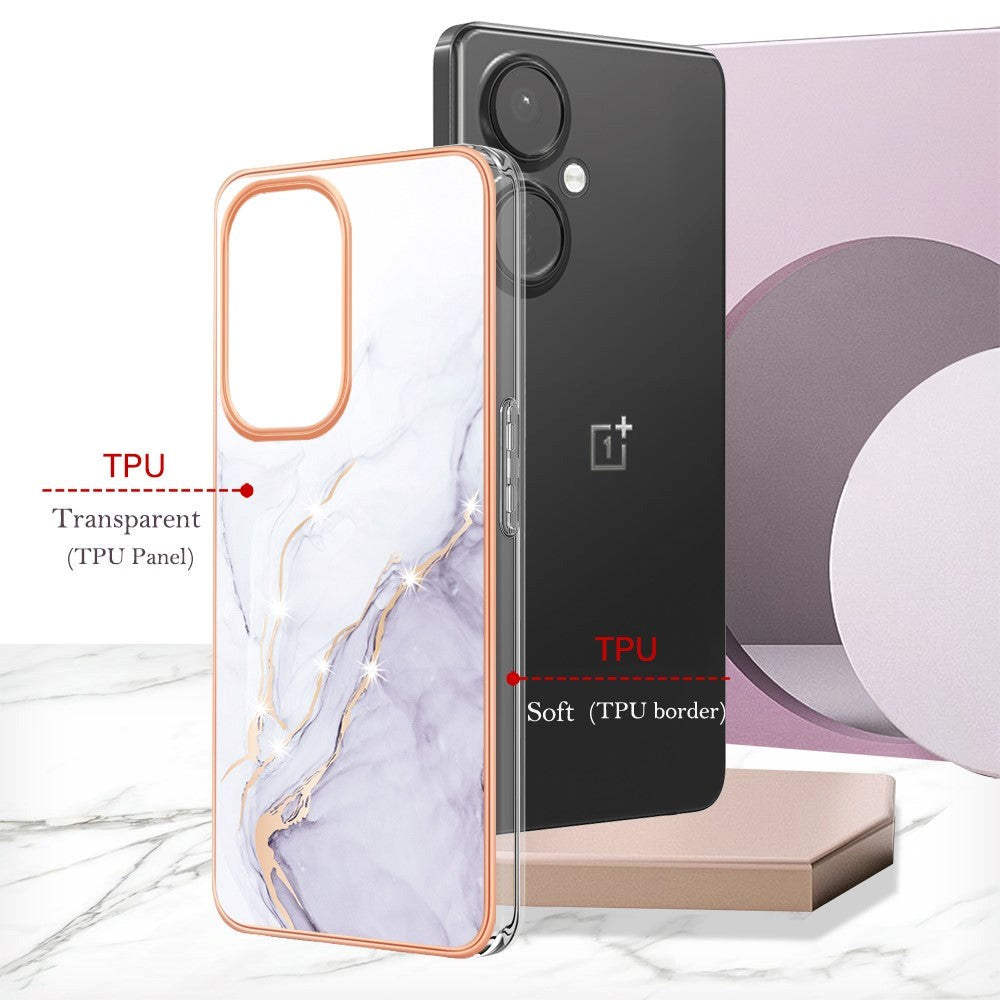 OnePlus Nord CE 3 Lite (5G) Hybrid Plast Deksel - Hvit / Lilla Marmor