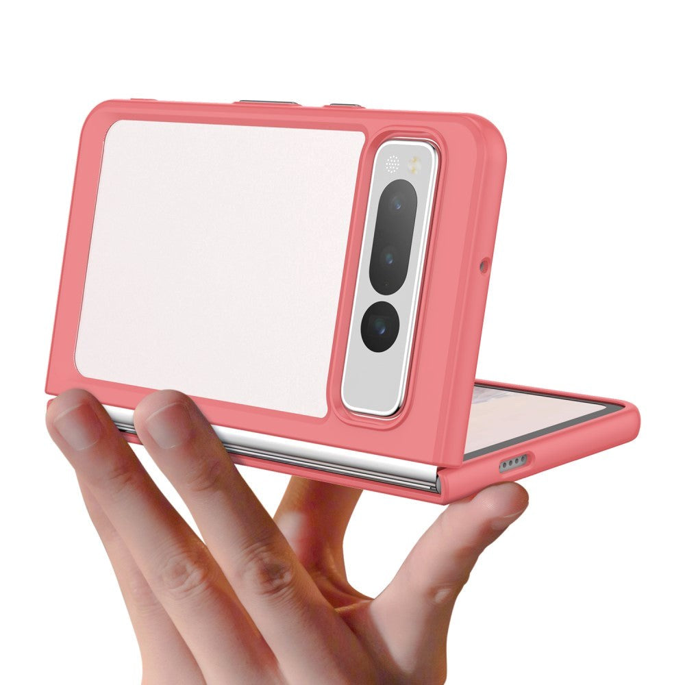 Google Pixel Fold Hybrid Plastdeksel - Gjennomsiktig / Rød