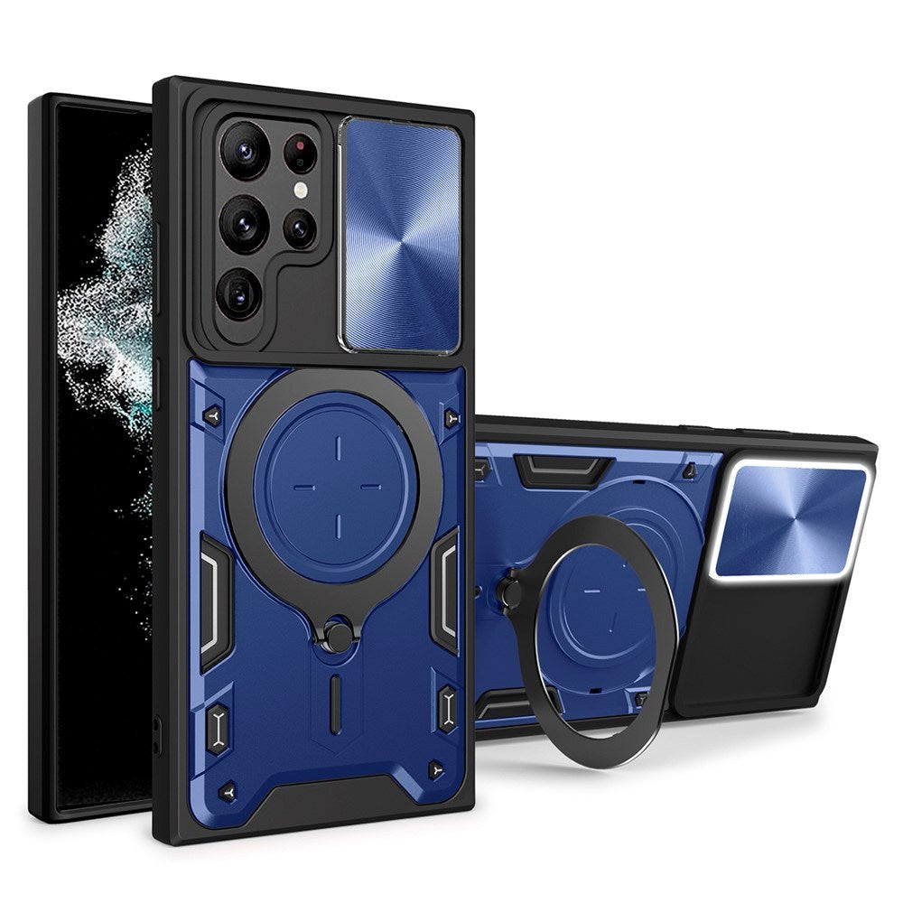 EIDERWOOD Samsung Galaxy S22 Ultra Håndverker Deksel m. Kickstand & Cam Slider - Blå