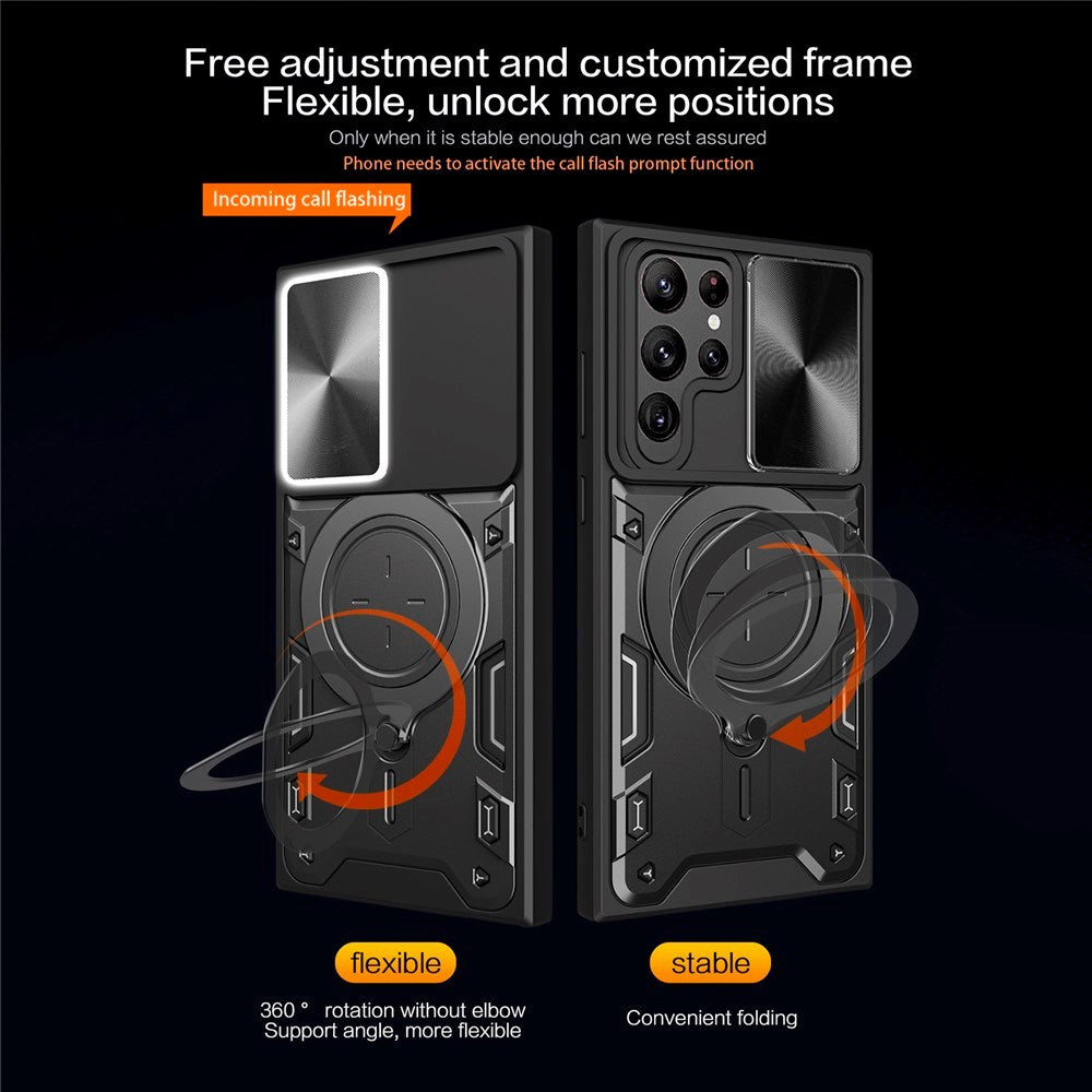 EIDERWOOD Samsung Galaxy S22 Ultra Håndverker Deksel m. Kickstand & Cam Slider - Sølv