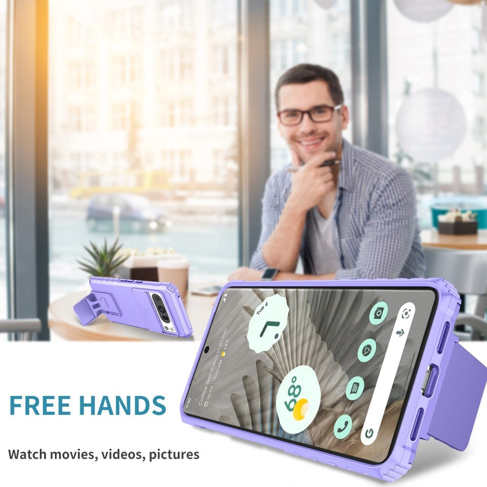 Google Pixel 8 Pro Håndverker Deksel m. Kickstand & Cam Slider - Lilla