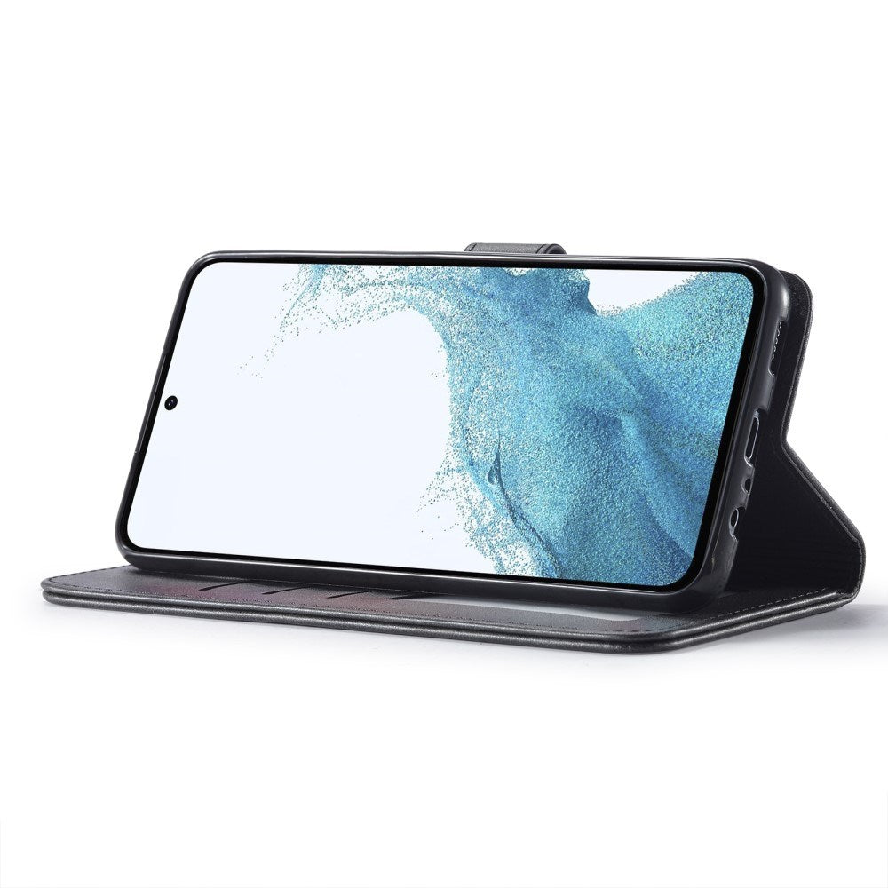 EIDERWOOD Samsung Galaxy S23 FE Kunstskinn Flip Deksel med Stativ & Lommebok - Svart