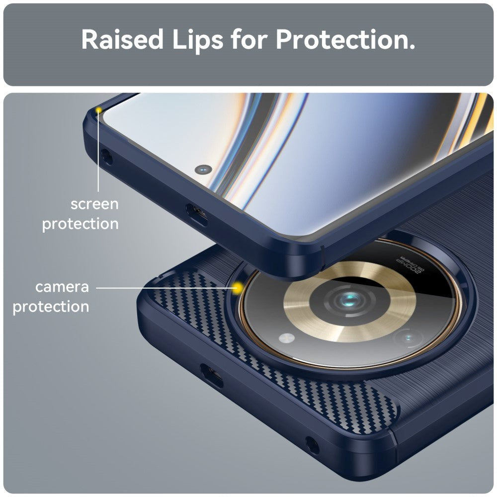 Realme 11 Pro+ 5G / 11 Pro 5G Brushed Carbon Deksel - Blå