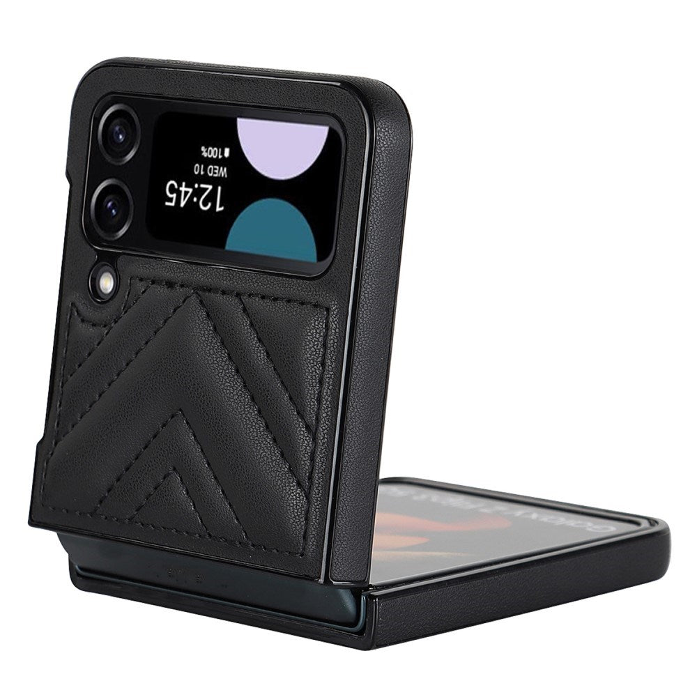 EIDERWOOD Samsung Galaxy Z Flip4 (5G) Deksel i Kunstskinn med V-Design - Svart