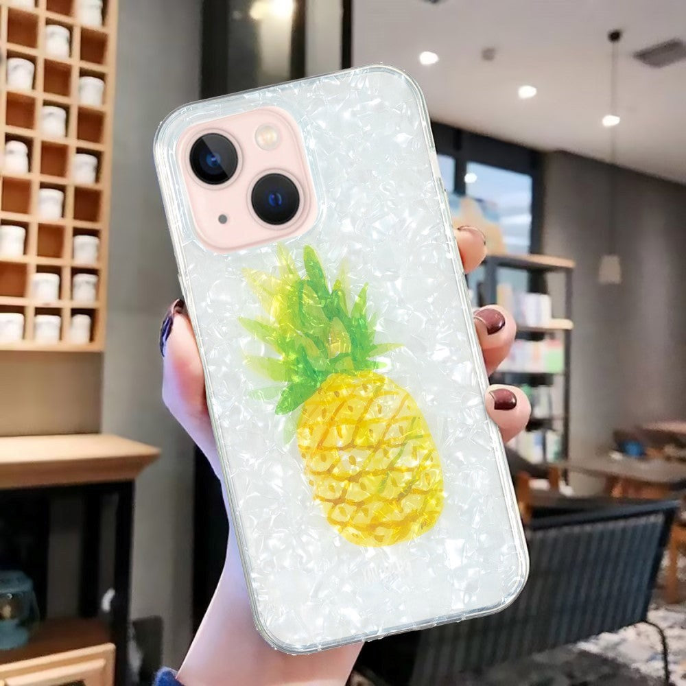iPhone 15 Fleksibelt Plastdeksel - Ananas