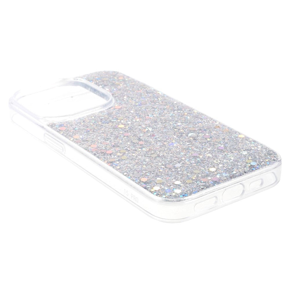 iPhone 15 Pro Max Glitter Deksel - Sølv