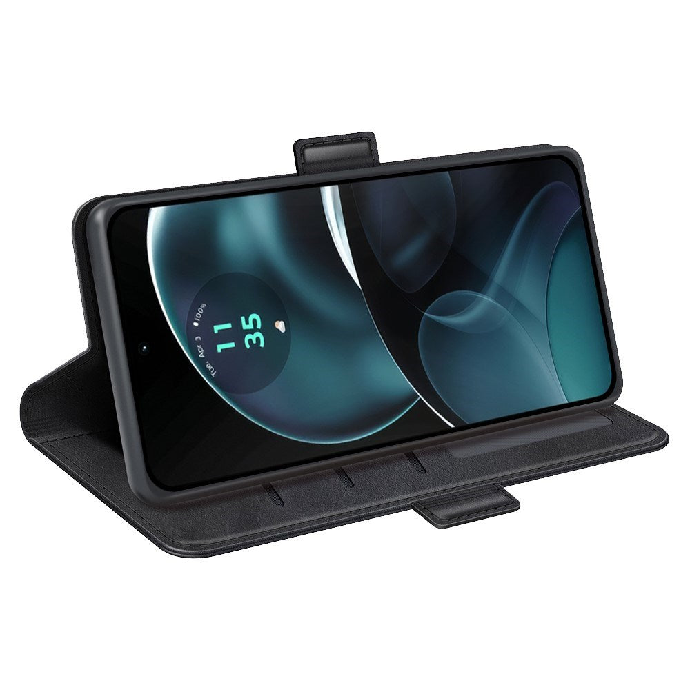 EIDERWOOD Motorola Moto G14 Kunstskinn Flip Deksel med Stativ & Lommebok - Svart