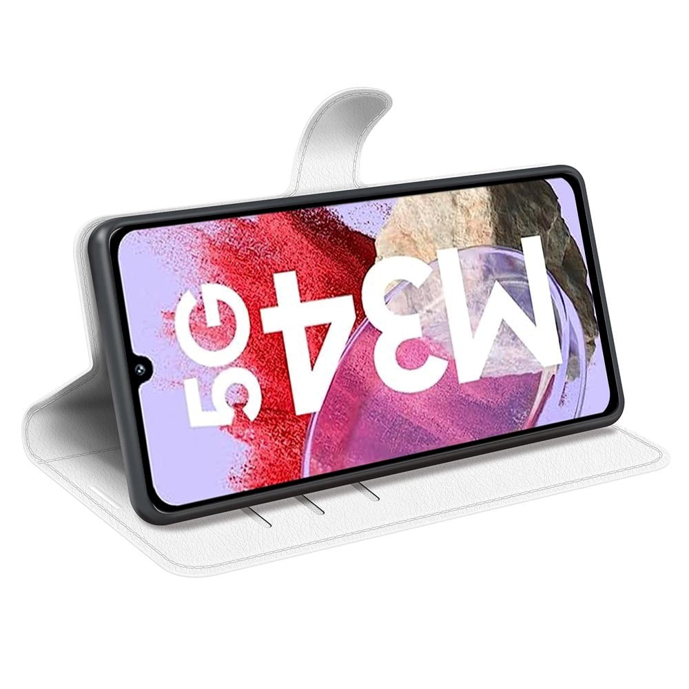 Samsung Galaxy M34 (5G) / F34 (5G) Litchi Kunstskinn Deksel m. Lommebok - Hvit