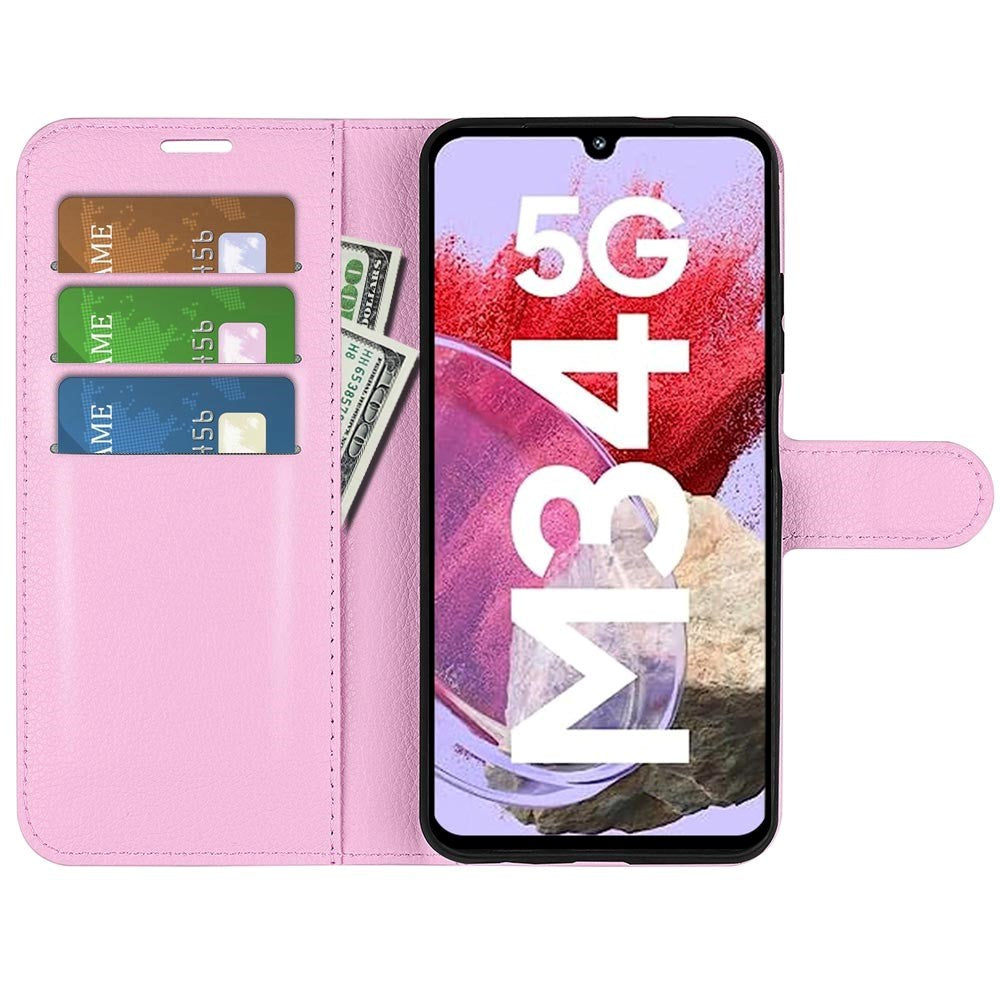 Samsung Galaxy M34 (5G) / F34 (5G) Litchi Kunstskinn Deksel m. Lommebok - Baby Rosa