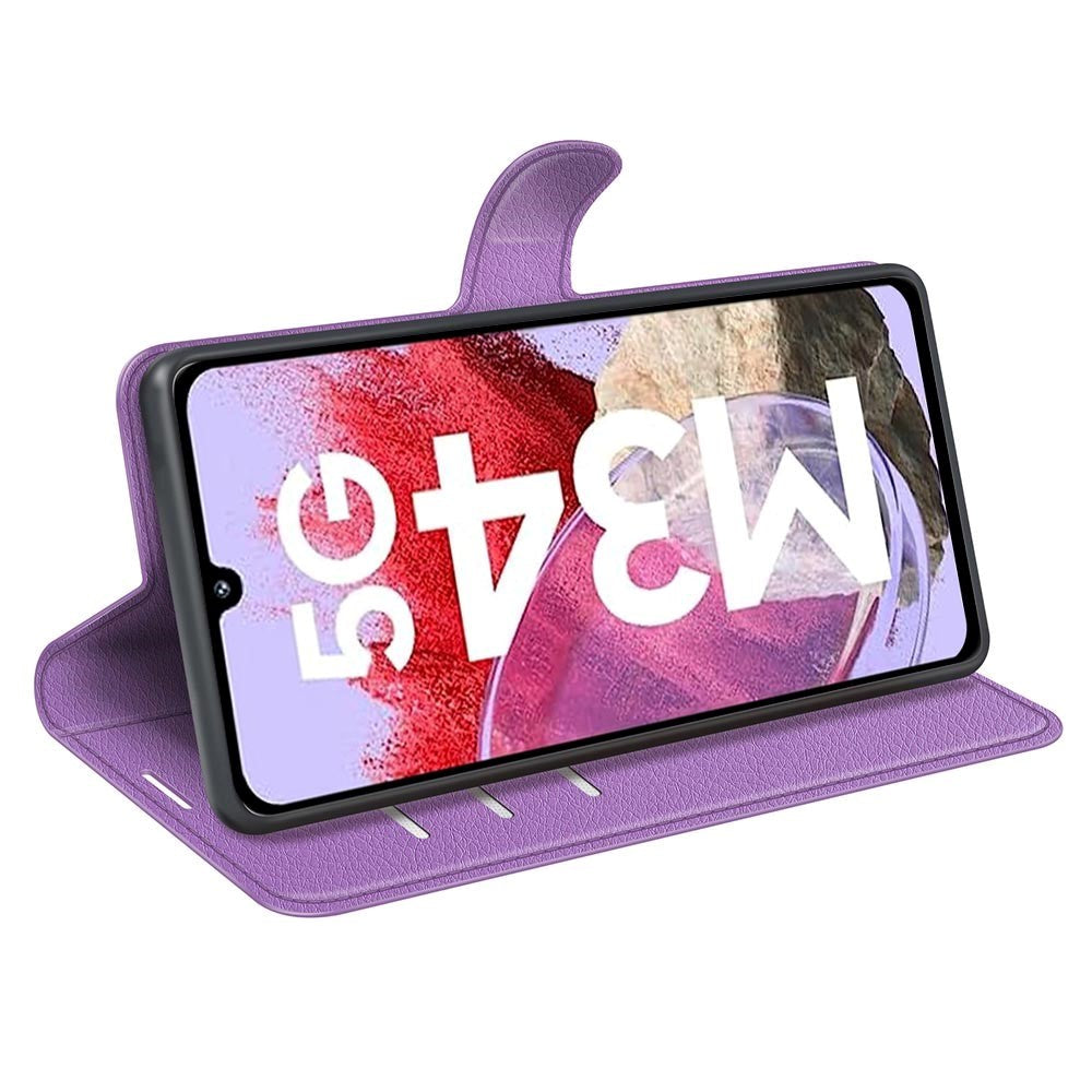 Samsung Galaxy M34 (5G) / F34 (5G) Litchi Kunstskinn Deksel m. Lommebok - Lilla