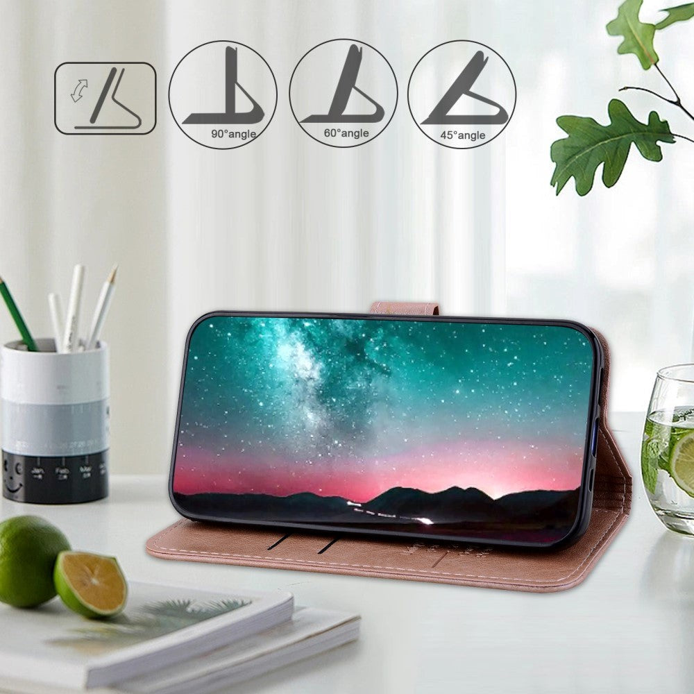 Samsung Galaxy A05s Kunstskinn Deksel m. Lommebok & Stativ - Rose Gold