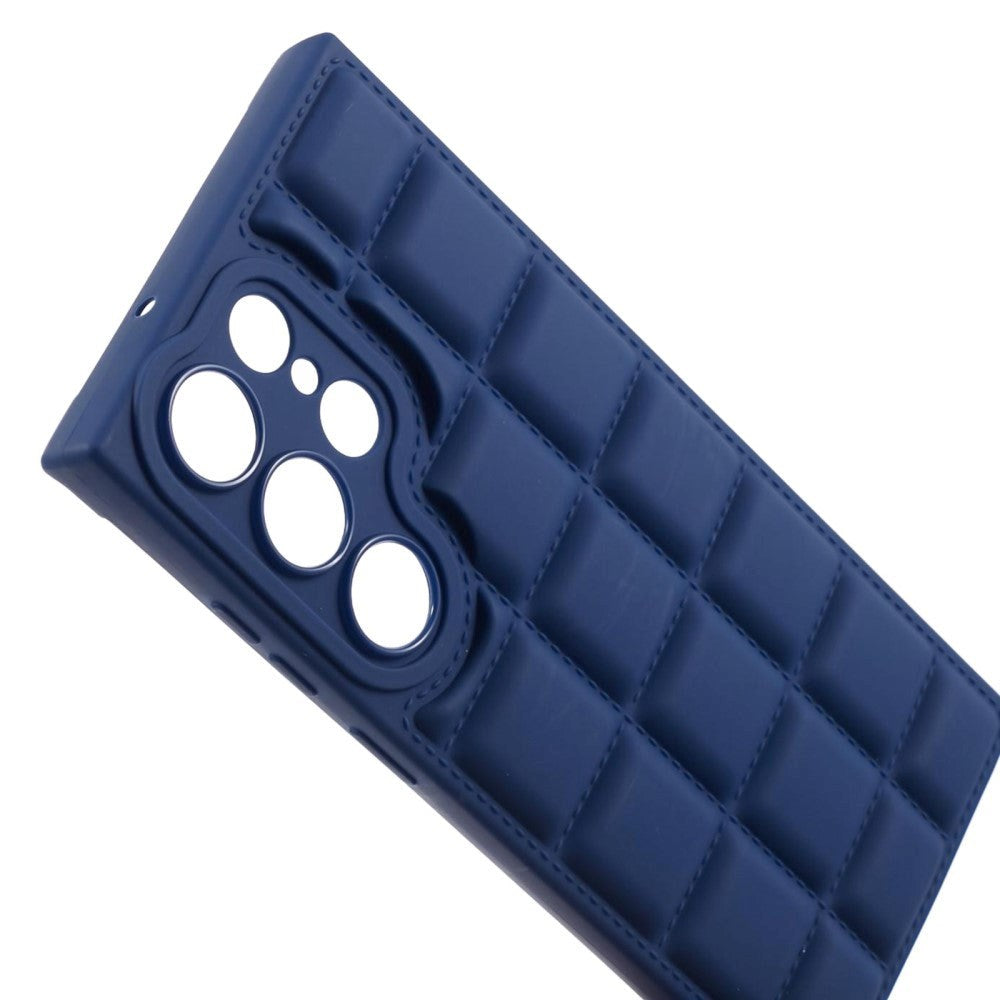 Samsung Galaxy S24 Ultra Fleksibelt Plast Deksel med Jakketekstur - Blå