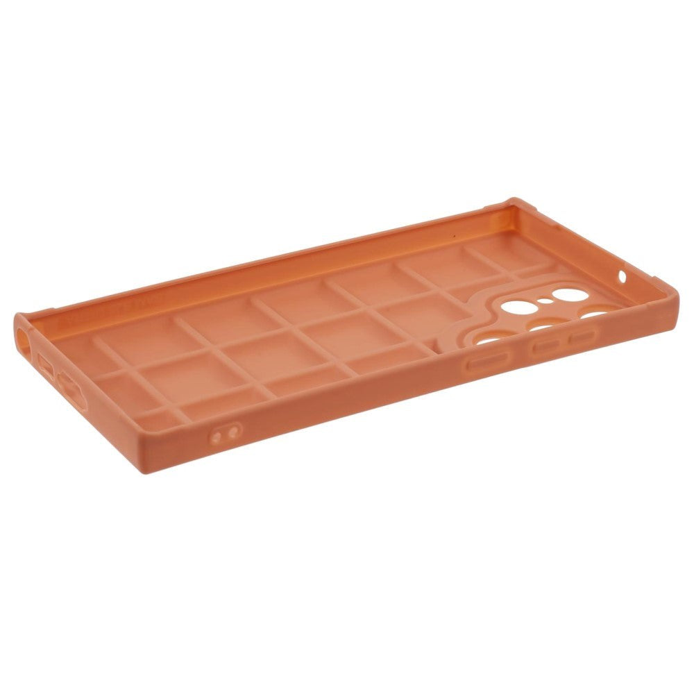 Samsung Galaxy S24 Ultra Fleksibelt Plast Deksel med Jakketekstur - Brun