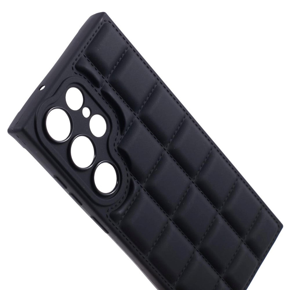 Samsung Galaxy S24 Ultra Fleksibelt Plast Deksel med Jakketekstur - Svart