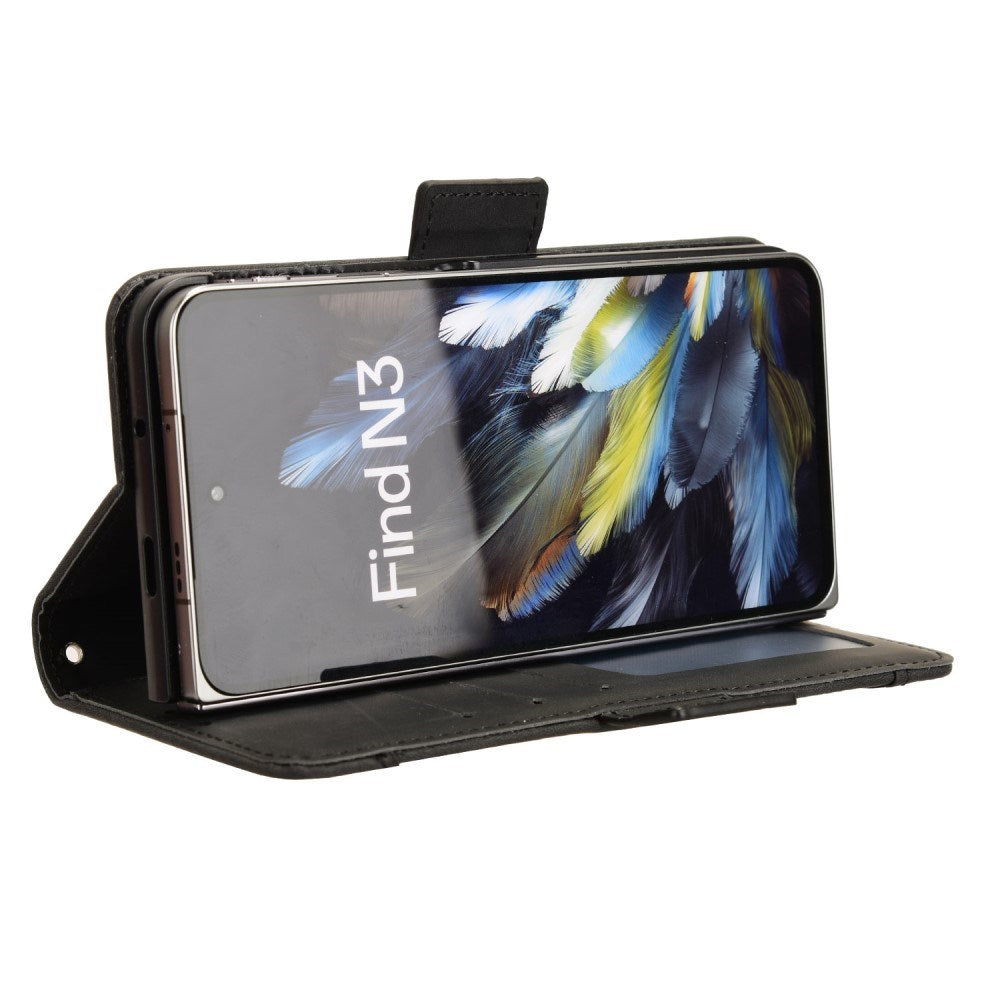 EIDERWOOD OnePlus Open Flip Deksel i Kunstskinn med Stativfunksjon og Avtakbar Kortholder - Svart