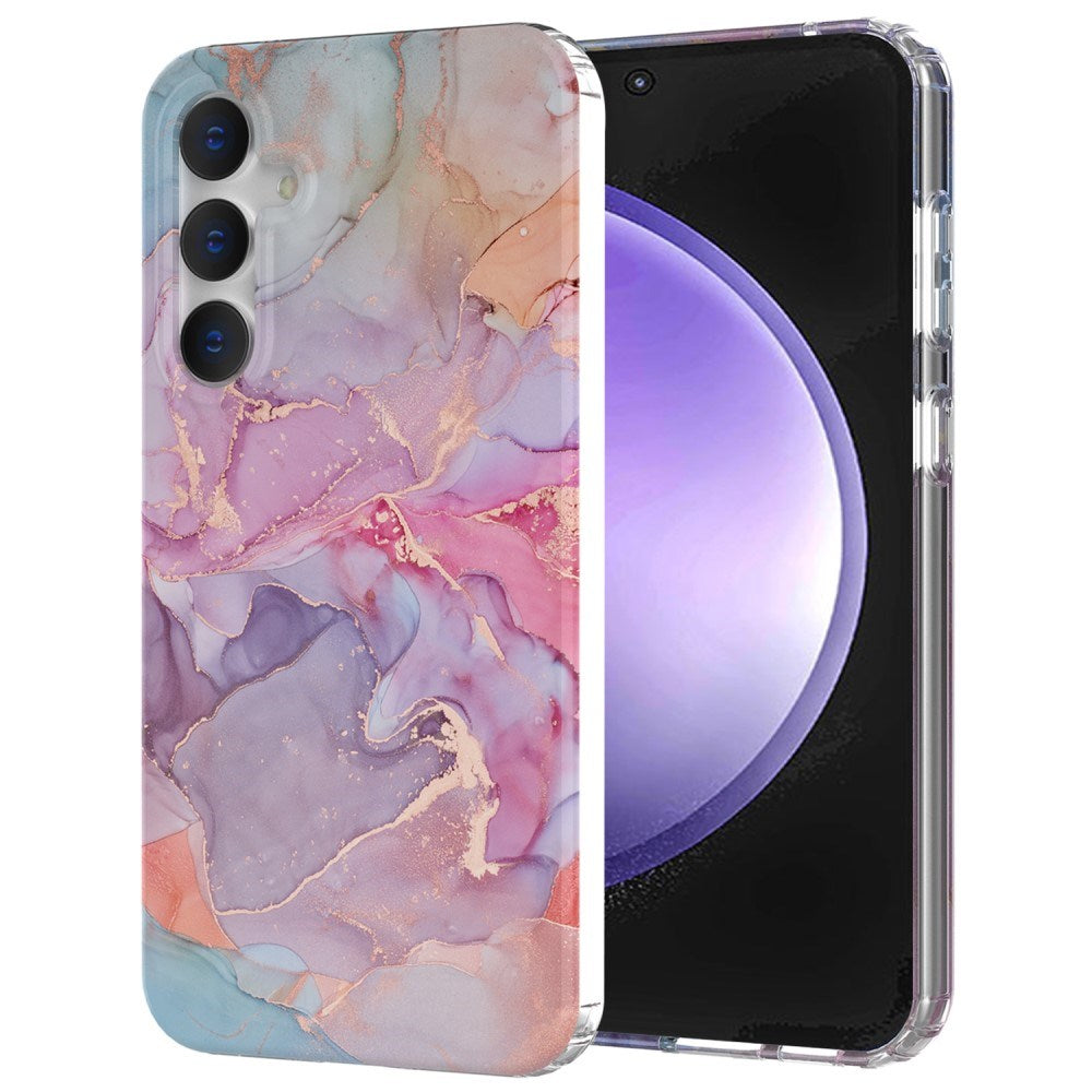 EIDERWOOD Samsung Galaxy S23 FE Hybrid Deksel med Marmortrykk - Rosa / Lilla