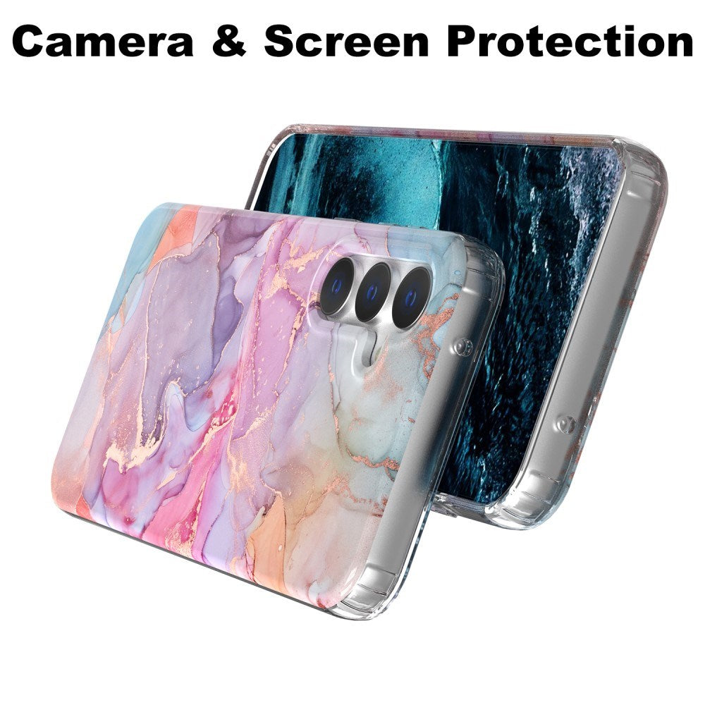 EIDERWOOD Samsung Galaxy S23 FE Hybrid Deksel med Marmortrykk - Rosa / Lilla